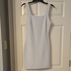 Bar III White and Black Striped Mini Dress